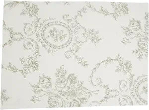 SARO LIFESTYLE Toile Linen-Blend Placemats (Set of 4) Vintage Floral Print for Dining Tables & Layered Place Settings, 14"x20"