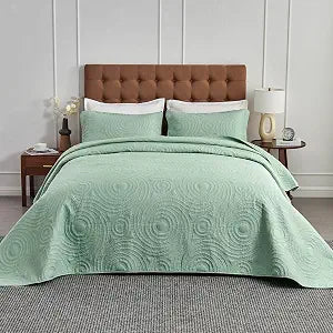 Kingnex Ultrasonic Quilted Oversized King Bedspreads 128x120 Green