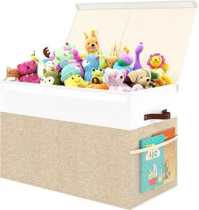 Large Toy Storage Box with Lid, Toy Chest with Divider, Foldable Organizer