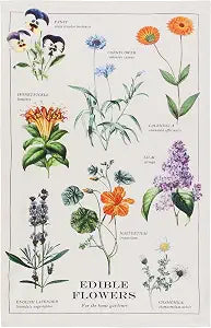 Now Designs Edible Flowers Printed Kitchen Towel, 18x28 inches