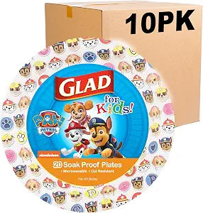 Glad for Kids Paw Patrol Paper Plates, Emojis Design, 7 Inch, 20 Ct, 10-Pk