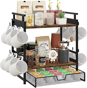 Coffee Bar Organizer for Countertop, Coffee Station Organizer