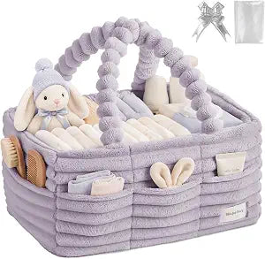 Blissful Diary Flannel Diaper Caddy Organizer & Gift Packaging,Light Purple