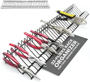 Pliers Rack for Tool Drawer Storage, Holds 32 Tools, Steel Frame, Triple-Coated Vinyl, Adjustable Organizer for Toolboxes, Durable Holder for Home, Garage, and Professional Use
