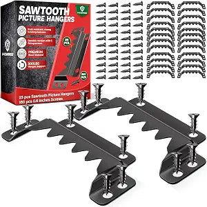 Premium 25PCS 2.76in Sawtooth Picture Hanger 300LBS Heavy-Duty, 0.6 Screws