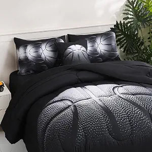 DORCAS Twin Size Basketball Comforter Set 6Pcs Bed in A Bag for Boys Kids