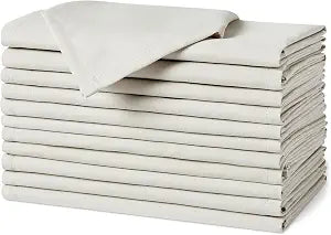 Amazon Basics Reusable Stain and Wrinkle Resistant Cloth Napkins, 17 x 17 inches, White, 12-Pack