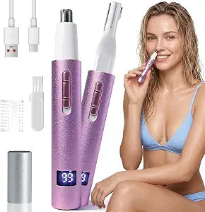Yunmiss LED Display Eyebrow & Nose Hair Trimmer Clipper for Men Women,2026 Rechargeable 2 in 1 Painless Ear & Facial Hair Trimmer with Powerful Motor and Dual-Edge Blades Easy Cleansing (Multicolor)