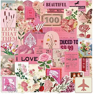 50PCS Pink Coquette Stickers, Aesthetic Pink Girls Stickers