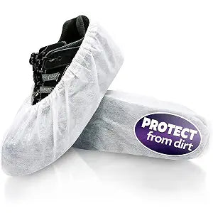 100 Pcs White Shoe Covers Disposable, 50 Pairs Non-Woven for Indoors