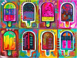 Trademark Fine Art Canvas Wall Art - Dean Russo 'Ice Pops 2' Wall Art for Living Room, Bedroom, or Office Dcor 24 x 18 Inches