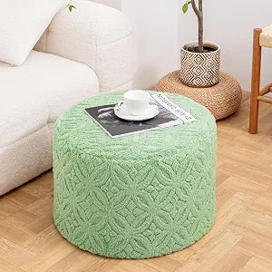 Functional Ottoman Pouf Ergonomic Ottoman Foot Rest for Couch (Sage Green, 20x20x14 Inches, Round)