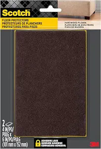 Scotch Felt Pads, 2 Pads, Rectangular, Brown, 4 in x 6 in