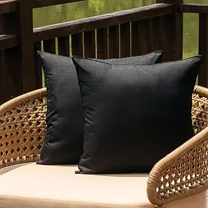 NiNi ALL Waterproof Outdoor Pillow Covers 28x28 Set of 2 Patio Black