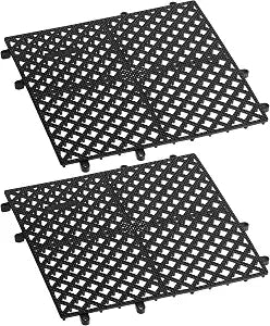 2 Pack Interlocking Bar Mats 12" x 12" Black Rubber Shelf Liner, Non-Slip Drying Surface for Glassware, Beverage Stations, Restaurant Counters, Cafes and Commercial Kitchens (2)