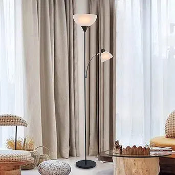 Adjustable Black Floor Lamp with Reading Light, Tall Lamp for Living Room, Bedroom, Office, Susan 72" Standing Lamps for Living Room, Corner Light, Stand Lamp, Floor Lamps for Living Room Modern