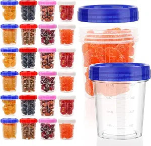 XSEINO 24 Pack 4 Oz Freezer Storage Containers with Lids, Soup Containers with Lids, Airtight Condiment Cups for Salad Dressing, Meal Prep, Snack, BPA Free, Leakproof, Microwave & Dishwasher Safe