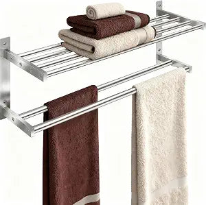 Taaji Towel Racks for Bathroom 24 inch, 2 Tier with Towel Bars, Brushed