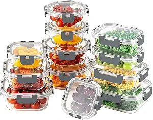 24pc Glass Food Storage Containers with LidsGlass Meal Prep Containers