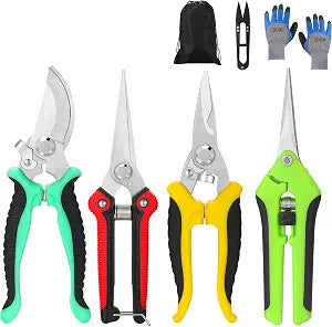 5Piece Garden Pruning Shears Set with Gloves & Storage Bag Stainless Steel Trimming Scissors for Flowers, Herbs & Small Branches Ergonomic Gardening Tools Kit (Multi-color)