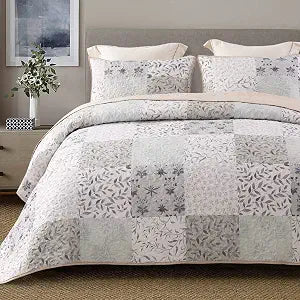 Exclusivo Mezcla Reversible Boho Quilts Queen Size Gray