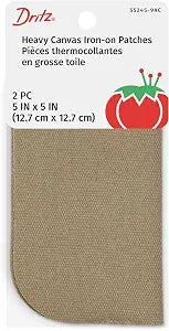 Dritz Heavy Canvas Iron-On Patches, 5 x 5-Inch, 2 Count, Stone