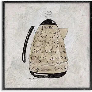 Vintage Coffee Kettle Phrases, 12 x 12 Inch Framed Gicle Print