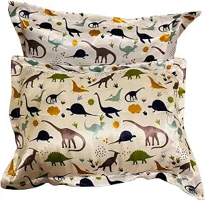 Set of 2 Satin Pillowcase for Baby Girls, Boys to retain Hair Moisture Size (Toddler Pillow case13 x 18 inches, Dinosaur Party)