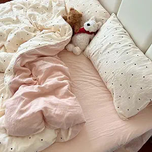 Polka Dot Duvet Cover Twin 2 Pieces White Pink Boho Bedding Set