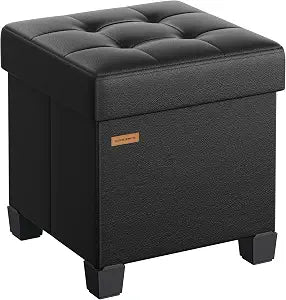 SONGMICS Small Storage Ottoman, 15 x 15 x 15.8 Inches, 9.8 Gal. (37 L)