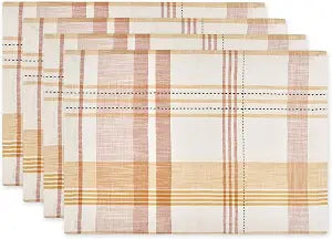 DII Veranda Plaid Collection Decorative Cotton Everyday Tabletop, Placemat Set, 13x19, 4 Count