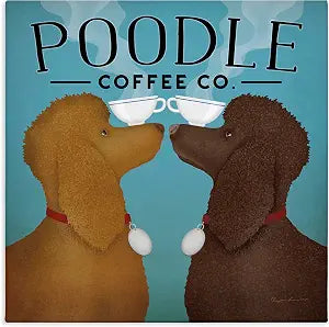 Stupell Industries Vintage Poodle Coffee Co, 24 x 24 Inch Canvas Wall Art