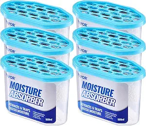VEVOR Moisture Absorber Boxes, 10.8 oz Humidity Absorber Boxes(6 Packs), Fragrance Free Dehumidifier Attracts Extra Moisture from Your Bathroom, Closet, and Kitchen