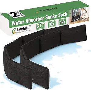 Evelots 2-Pack Water Absorber Snake Socks, 3-Ft Reusable Leak Barriers