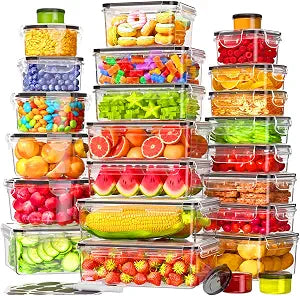 KEMETHY 50 PCS Large Food Storage Containers with Lids, BPA-Free, Airtight