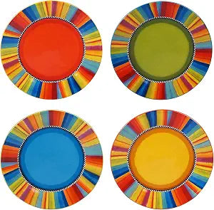 Sierra 11-Inch Dinner Plates, Set of 4, Multicolor Fiesta-Inspired Tableware Great for Everyday Dining, Entertaining, and Vibrant Tablescapes