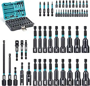 LIBRATON 54PCS Magnetic Nut Driver Set, Impact Drill Driver Bit Set 1/4"