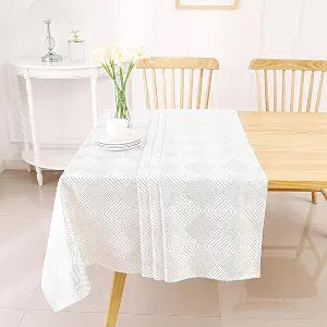 Majestic Giftware Velvet Tablecloths for Rectangle Tables | (60/90) - TC1406 Gold Geometric Print Hem Stitch Dining Table Cover | Decorative Washable Rectangle Tablecloth for Kitchen, Dinning, Party