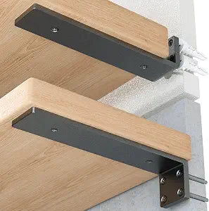 HOZE Heavy Duty Shelf Brackets 4-Inch, 6 Pack, Modern Black Matte Finish, 1/5" Thick Steel, Metal L Brackets, Easy-to-Install, Strong Support for Shelves, Versatile & Stylish (4 Inch - 6 Pack)