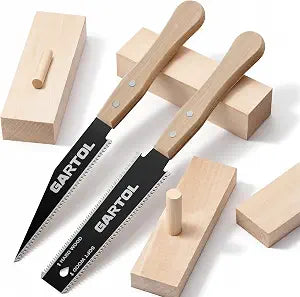 GARTOL Hand Saw for Wood Cutting, 2-Piece Japanese Pull Saw with 6-Inch Flush Cut & Double-Edged SK5 Flexible Blade & Wooden Handle, Precision Woodworking Tools for DIY, Crafting, Carpentry, Trim Work