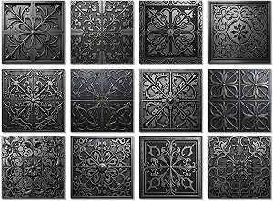 12Pcs Peel and Stick Backsplash Tile Stickers 5.9x5.9inch Tiles Removable Decals for Kitchen Bathroom Wall Furniture DIY Decor