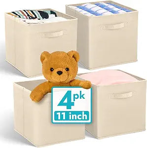 Reli. 11 Inch Cube Storage Bins (4 Pack) | Cube Organizer Bins