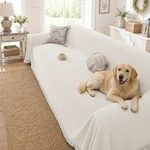 Chenille Couch Cover for Dogs Washable Boho Throw Blanket Washable