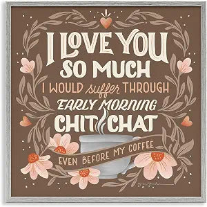 Coffee Chat Floral Humor, 17 x 17 Inch Framed Gicle Print