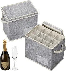 Lifewit 2 Pcs Champagne Flute Storage Box with Dividers, 12.2 8.3 11"
