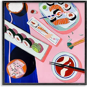 Sushi Platter Kitchen Still Life, 17 x 17 Inch Framed Gicle Print