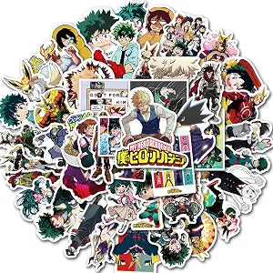 50pcs Pack My Hero Academia Stickers for Kids Water Bottle, Cool Anime Cartoon Waterproof Vinyl Stickers for Teen Girl Adult Laptop Skateboard Bike Guitar Laggage Bicycle Travel Case Helmet