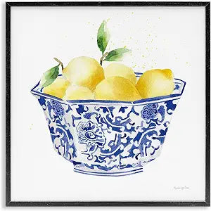 Elegant Bowl of Lemons Kitchen, 17 x 17 Inch Framed Gicle Print