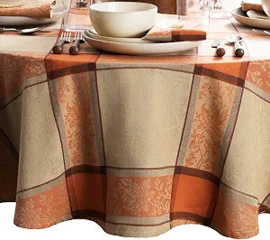 Threadmade Autumnal Harvest Jacquard Tablecloth, Multicolor - 60" W x 84" L Oval