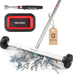 17" Rolling Magnetic Sweeper with Wheels,10LB, 3Pcs Magnet Sweeper Set